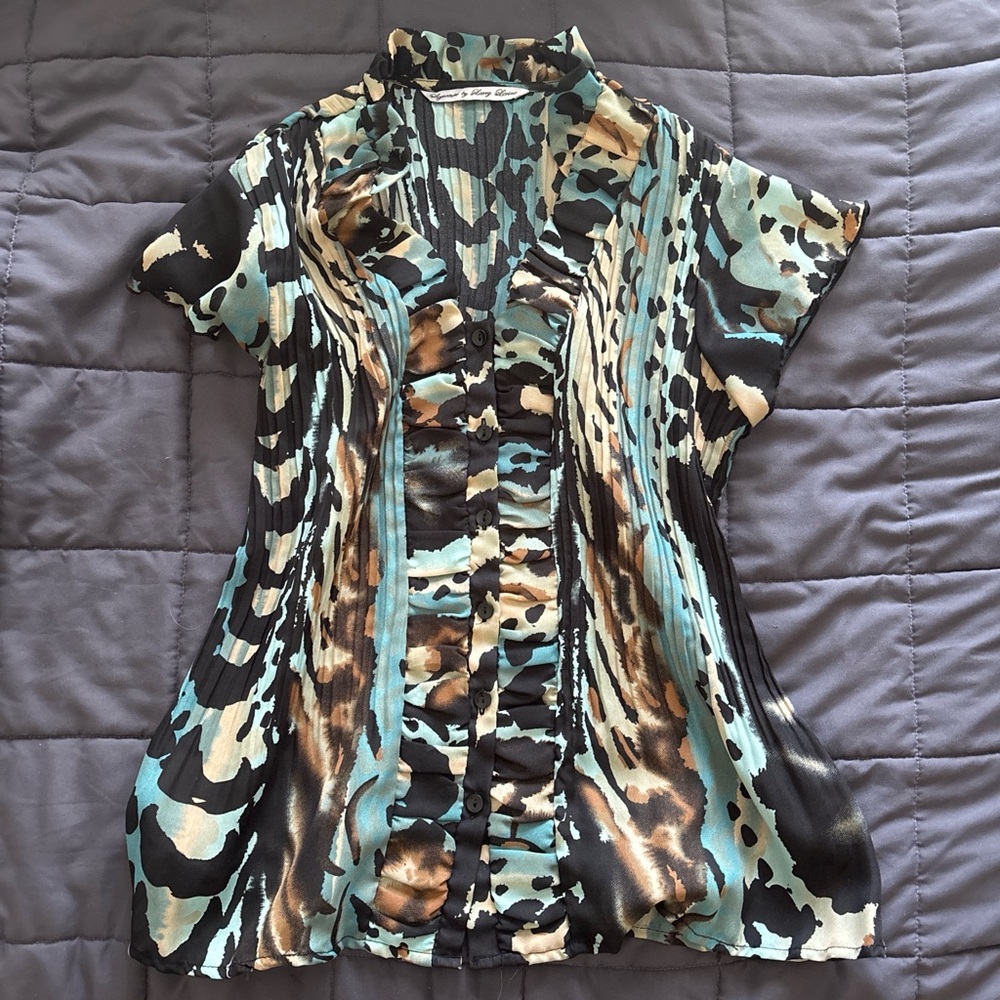 Y2K Signature by Larry Levine Animal Print Blouse